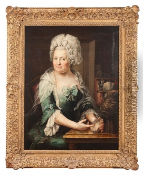Portrait De Femme Au Cabinet De Curiosite Oil Painting - Johann Melchior Wyrsch
