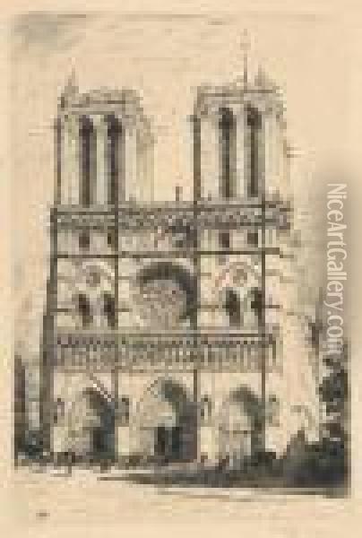 Notre Dame In Paris Oil Painting - Tavik Frantisek Simon