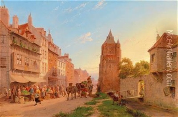 Rouen, France Oil Painting - Cornelis Christiaan Dommelshuizen