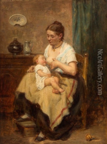 Motherhood Oil Painting - Leon Emile Caille