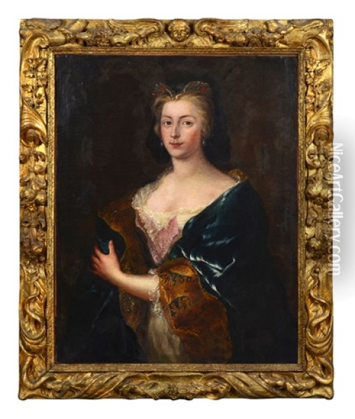 Portrait De Femme En Robe De Velours Brode Oil Painting - Francois de Troy
