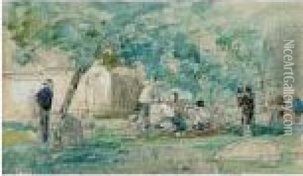 Scene Bretonne, 1867-1870 Oil Painting - Eugene Boudin
