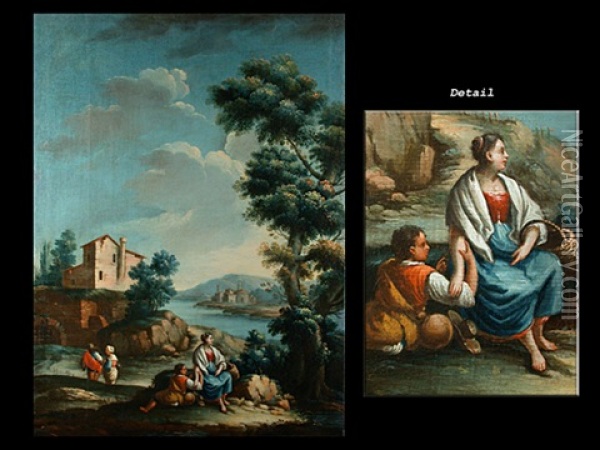 Kustenlandschaft Mit Figurenstaffage Oil Painting - Domenico Pecchio