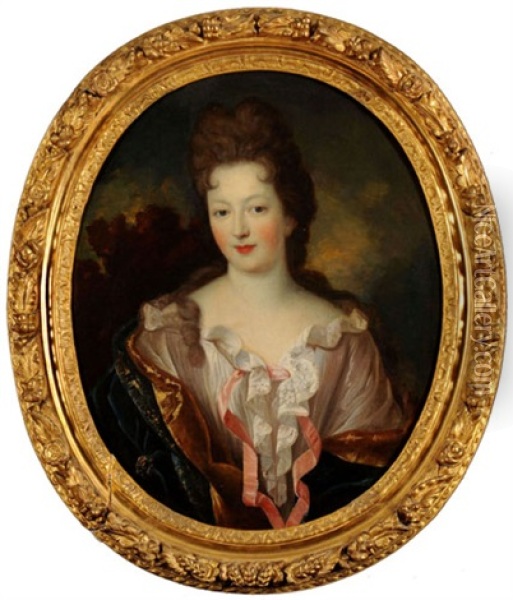 Damenportrait Oil Painting - Nicolas de Largilliere