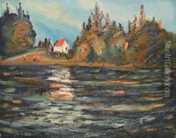 La Maison Au Bord De L'eau Oil Painting - Pierre Dumont