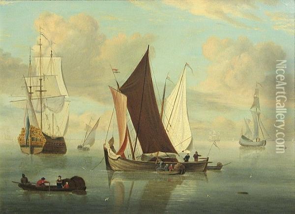 Shipping Off The Dutch Coast; Also A Companion Marine Painting (a Pair) Oil Painting - Elizabeth Cooper Cooper