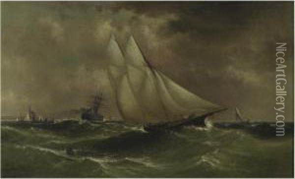 Ships At Sea Oil Painting - Granville Perkins