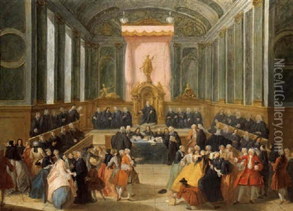A Tribunal Oil Painting - Francois Octavien