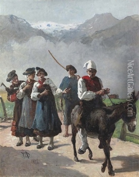 Die Verspottung Des Eselreiters Oil Painting - Alfred-Paul-Emile-Etienne Dumont