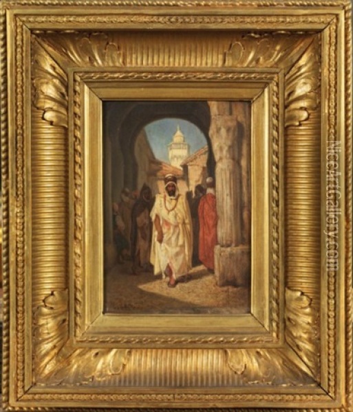 Dignitaire Arabe Passant Sous Une Arcade Oil Painting - Charles Guillaume Brun