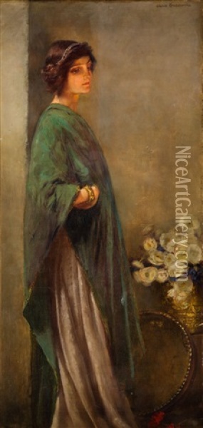 Lady In An Interior Oil Painting - Otolia Kraszewska