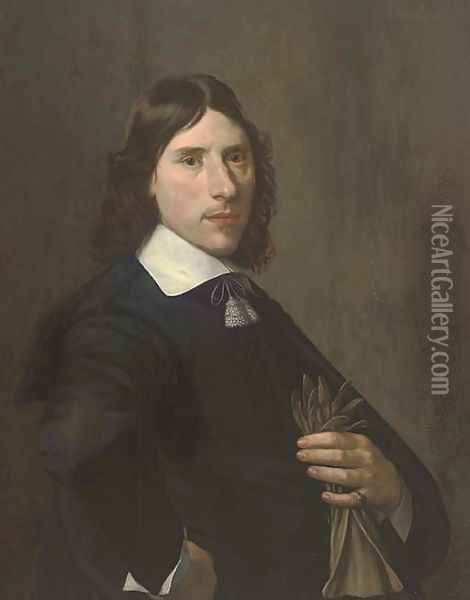 Portrait of a gentleman, half-length, holding gloves in his left hand Oil Painting - Michiel Jansz. van Mierevelt