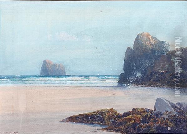 The N. Cornish Coast Near Perranporth Oil Painting - Frederick John Widgery