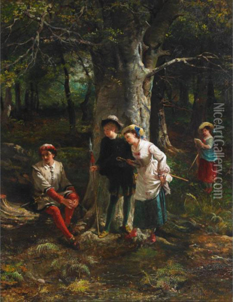 Interlude In The Forest Oil Painting - John D. Michie