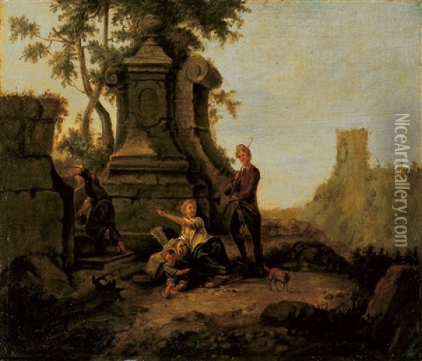 Landliche Szene Mit Ruinen Oil Painting - Franz de Paula Ferg