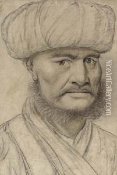 The Head Of A Man, Bust-length, Wearing A Turban Oil Painting - Nicolas Lagneau
