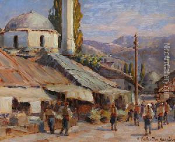 A Sarajevo Street Oil Painting - Vaclav Prihoda