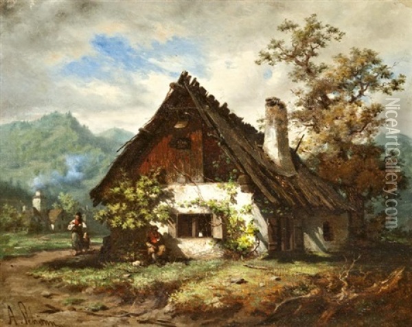 Alpesi Idill Oil Painting - Alois Schoenn