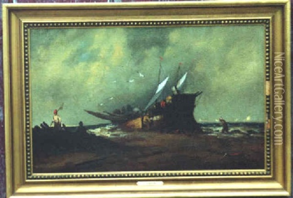 Salvaging A Wreck Oil Painting - Franklin Dullin Briscoe