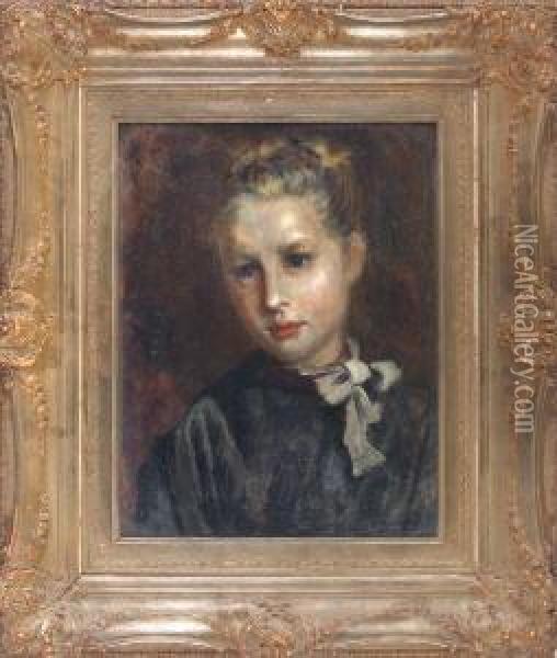 Portrait Eines Jungen Blonden Madchens Oil Painting - Nicholaos Gysis