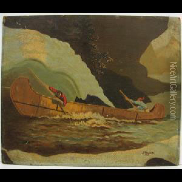 Canoers Oil Painting - John Francis Wilson