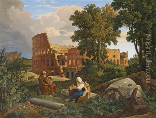 View Of The Colosseum In Rome Oil Painting - Hans Heinrich Juergen Brandes