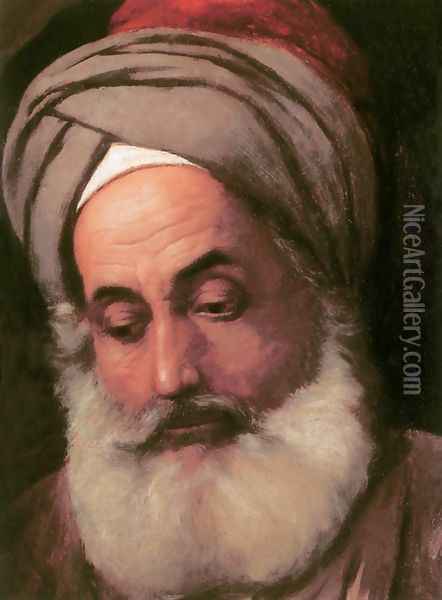 Man with Turban Oil Painting - Jozsef Molnar