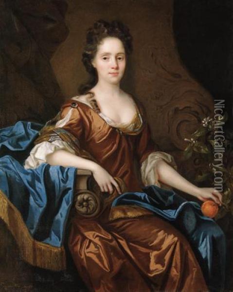 Portrait Of Frances Wiat Oil Painting - John Riley