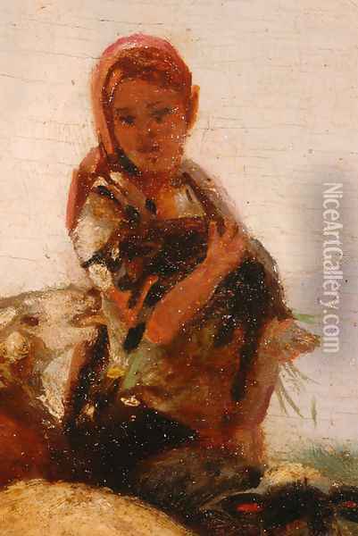 Shepherdess [detail #1] Oil Painting - Friedrich Otto Gebler