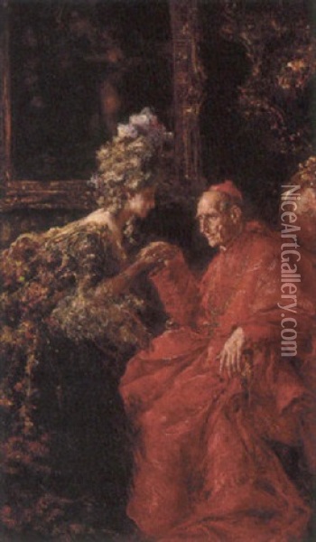 The Cardinal's Visit Oil Painting - Juan Pablo Salinas