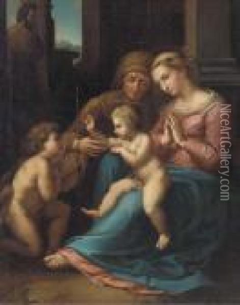 The Virgin And Child With The Infant Saint John The Baptist Andsaint Elizabeth Oil Painting - Raphael (Raffaello Sanzio of Urbino)