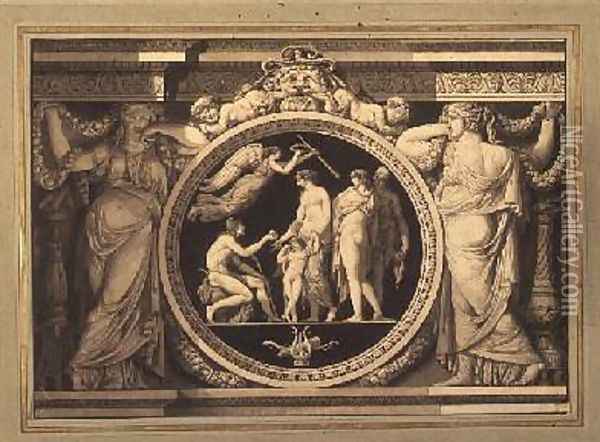 Design for a relief of The Judgement of Paris Oil Painting - Jean Guillaume Moitte