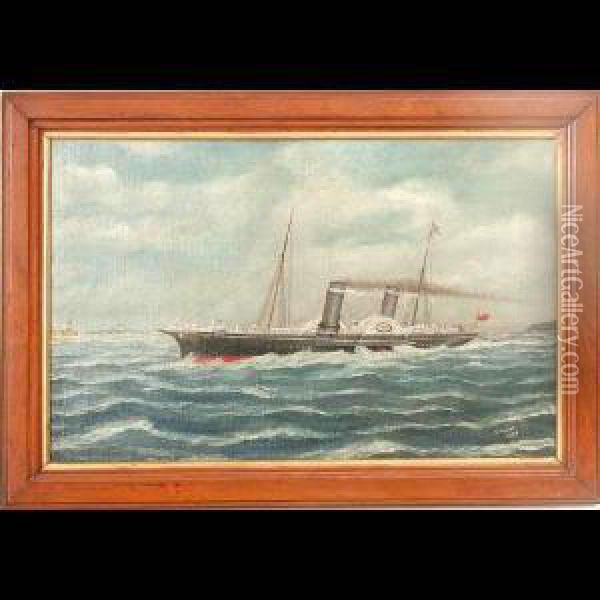 Ship Painting, 1896 British Steamer Oil Painting - Nathaniel Hughes John Baird