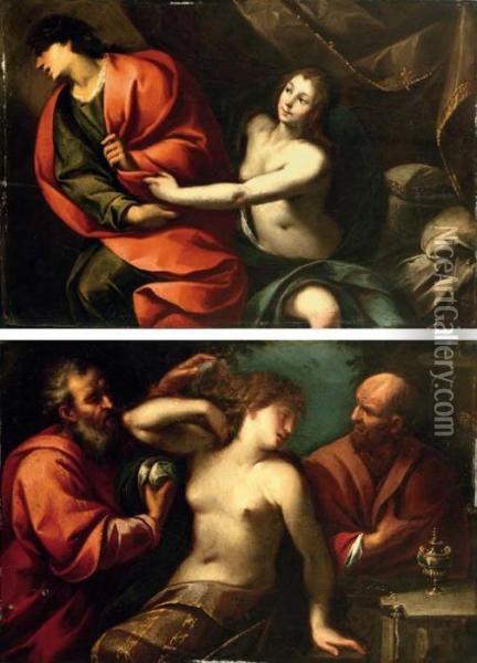 Joseph And Potiphar's Wife; And Susanna And The Elders Oil Painting - Carlo Francesco Nuvolone
