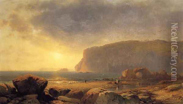 Rocky Coast at Sunset Oil Painting - William Howard Hart