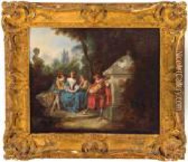 Festa Campestre Con Suonatore Di Chitarra Oil Painting - Jean-Baptiste Joseph Pater