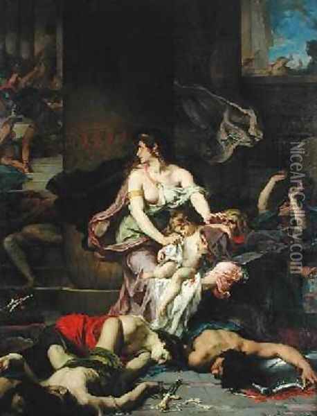 Joash Saved from the Massacre of the Royal Family Oil Painting - Henri Leopold Levy
