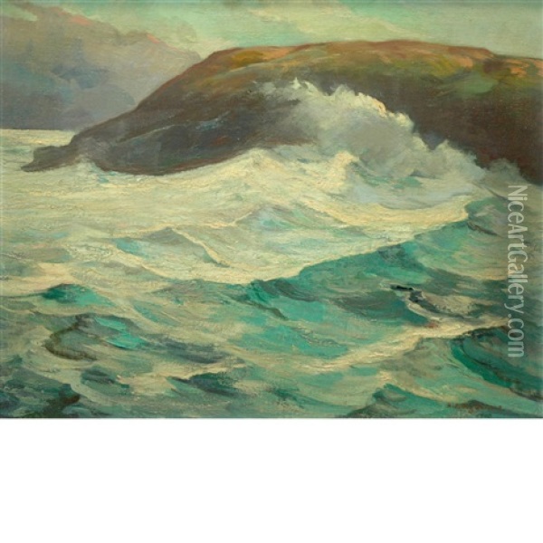 Crashing Waves Oil Painting - Abraham Jacob Bogdanove