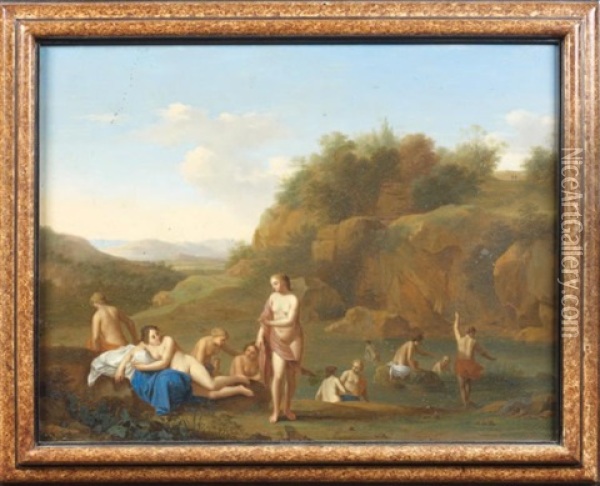 Baigneuses A La Riviere Oil Painting - Cornelis Van Poelenburgh