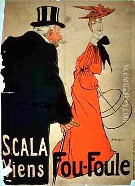 Poster advertising 'Viens Fou-Foule' at the Scala, Paris Oil Painting - Adrien Barrere