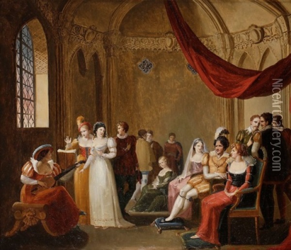 Le Concert Oil Painting - Jean-Baptiste Lecoeur
