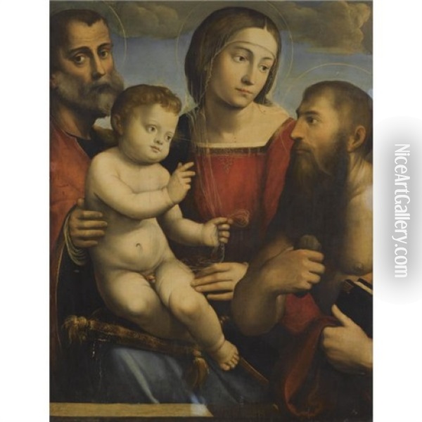 The Holy Family With Saint Jerome Oil Painting - Giacomo Francia