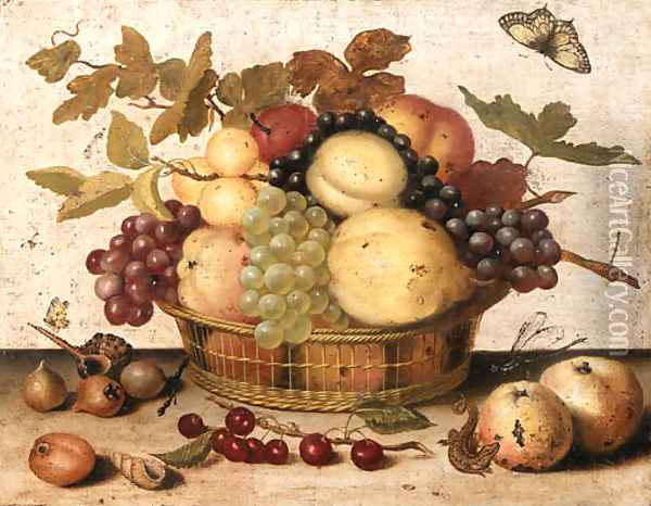 Pears, Peaches Oil Painting - Dutch School