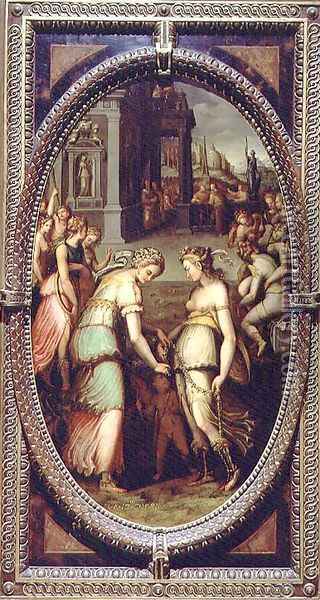 Juno borrowing the Girdle of Venus, 1572 Oil Painting - Francesco del Coscia