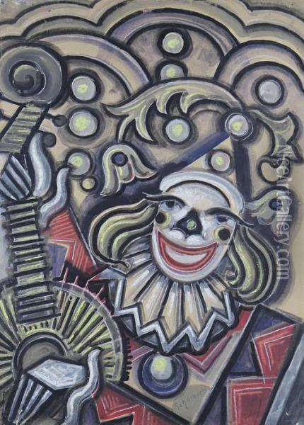 Clown Oil Painting - Hugo Scheiber