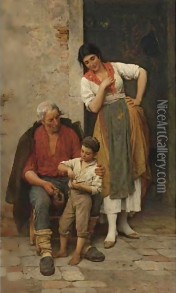 Grandfather's Pipe Oil Painting - Eugene de Blaas