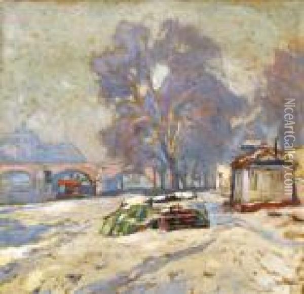 Le Pont-marie Sous La Neige Oil Painting - Paul Madeline