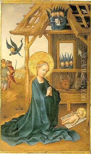 Diptych Birth of Christ Oil Painting - Stefan Lochner