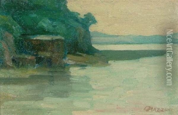 Boat House Oil Painting - Gottardo Piazzoni
