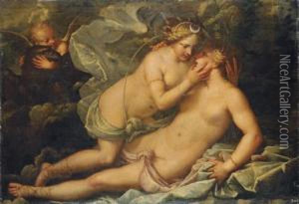Jupiter In The Guise Of Diana And The Nymph Callisto Oil Painting - Pietro Liberi